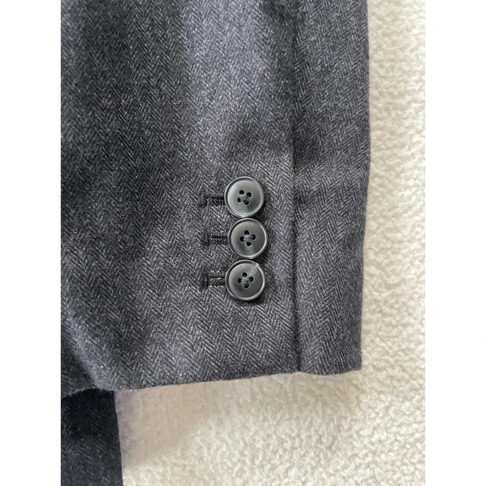 Gap Mens Extra Small‎ Blazer Charcoal Tonal Herringbone Cotton Blend Jacket